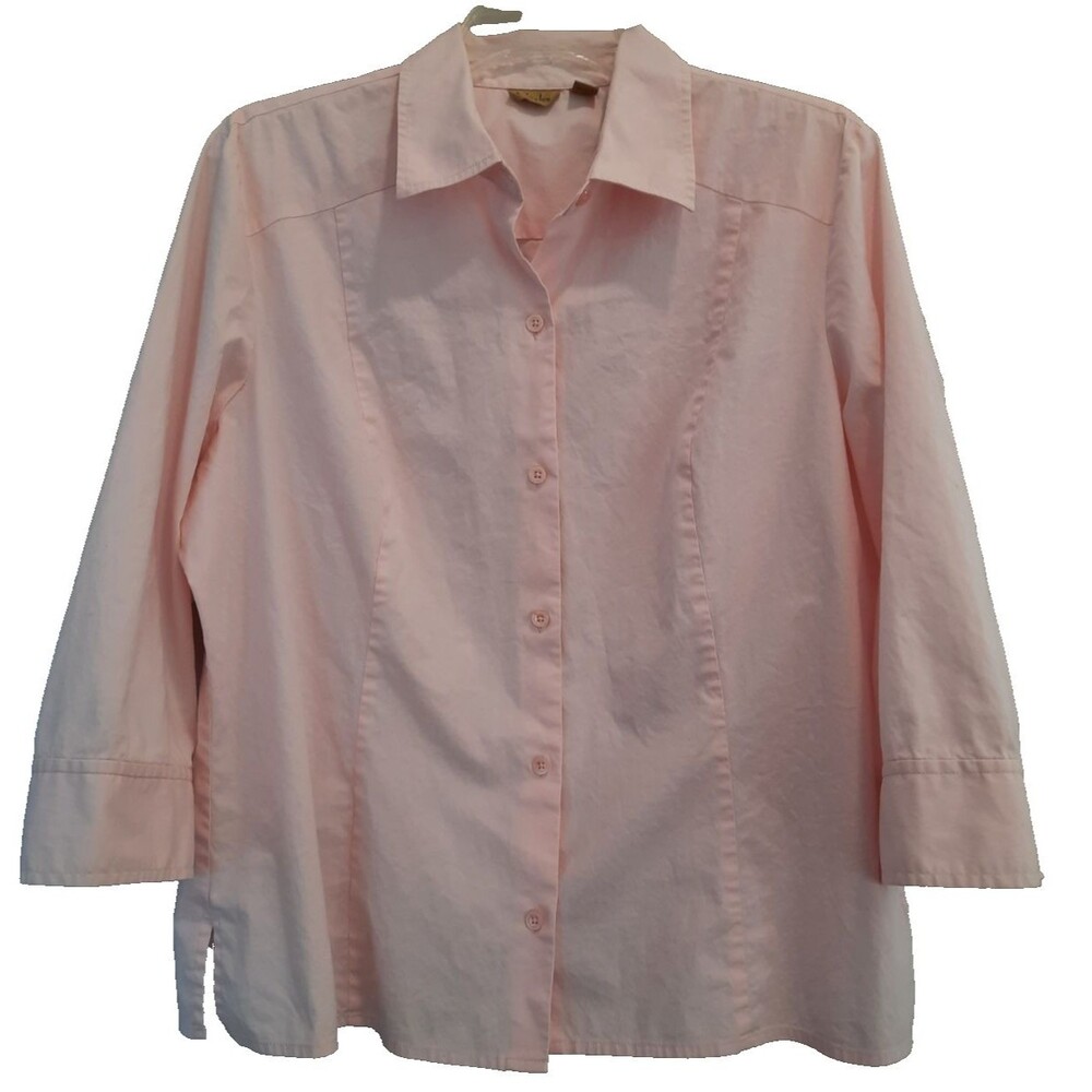 Caslon Womens Soft Pink Button Up Top Size XL Office Lightweight Career Classic